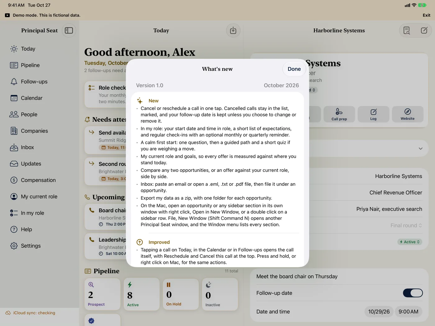 The What's new sheet over the Today screen on iPad in landscape
